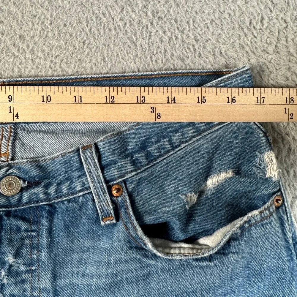 Levis 501 CT Custom Tapered Distressed Blue Jeans Mens 34x28 Button Fly
